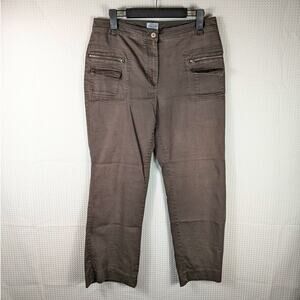 Chico’s 1.5 Brown Zip Pocket Pants Stretch Cotton Straight Leg Women’s 33x29